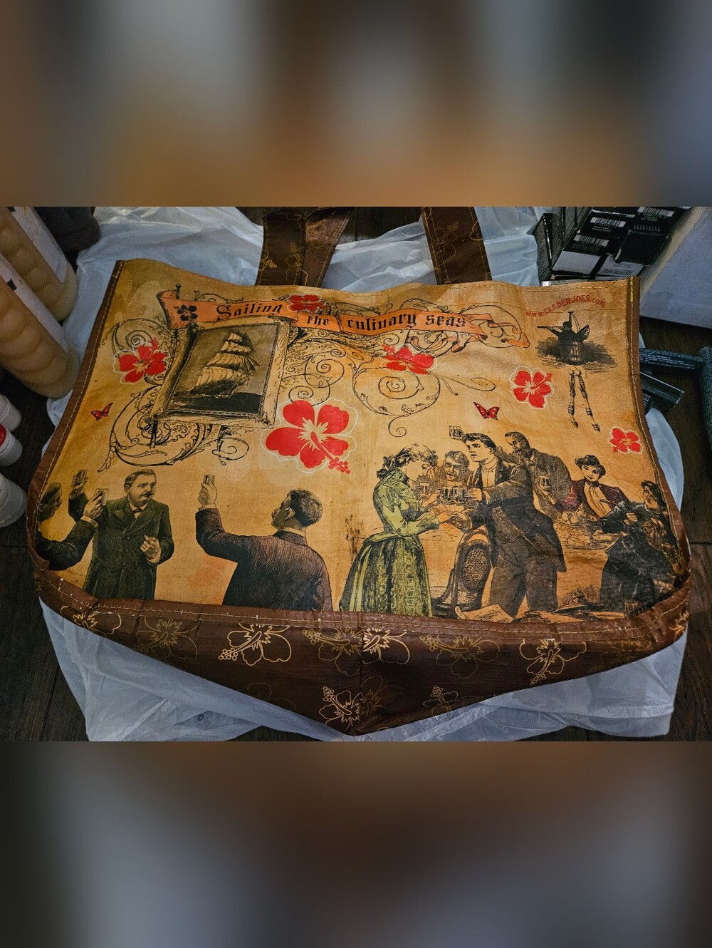 Trader Joes Tote Shopping Bag Sailing the Culinary Seas Reusable Vintage Rare. 